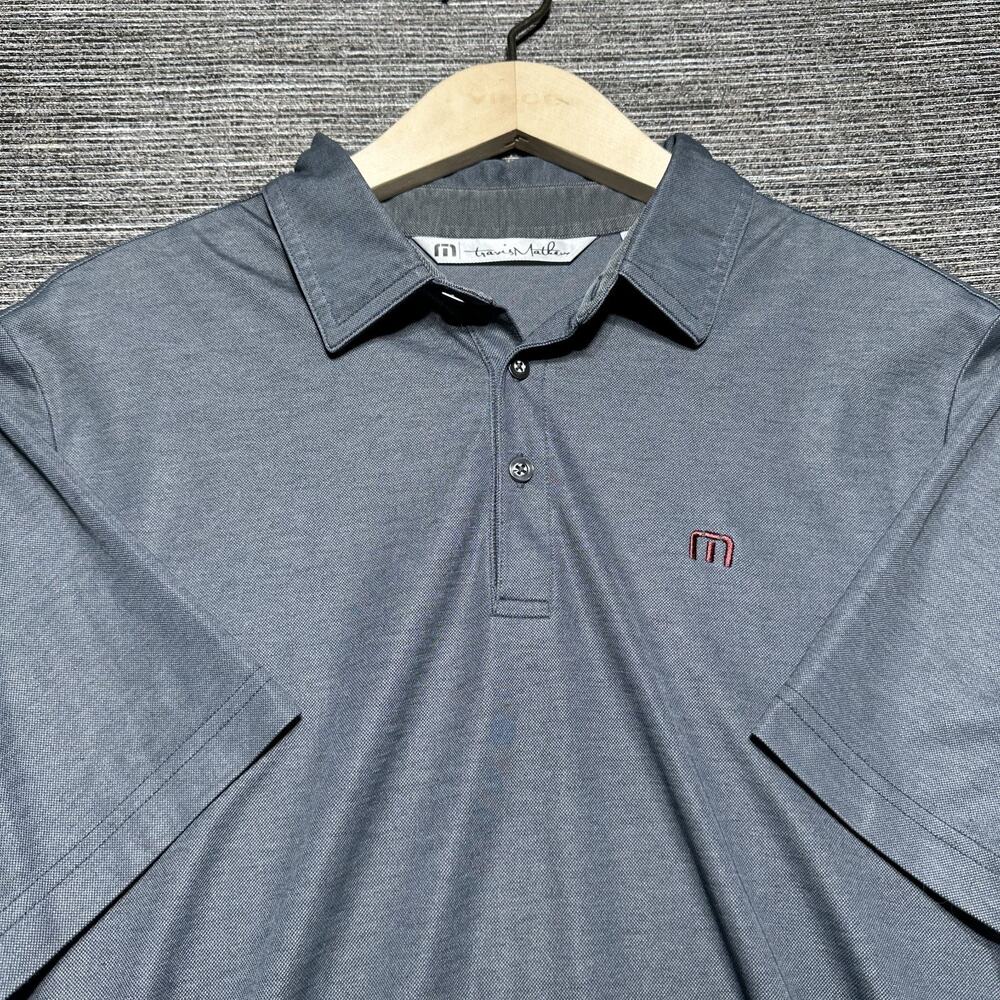 Travis Mathew Polo Shirt Men's M Blue Short Sleeve Pima Cotton Casual Golf